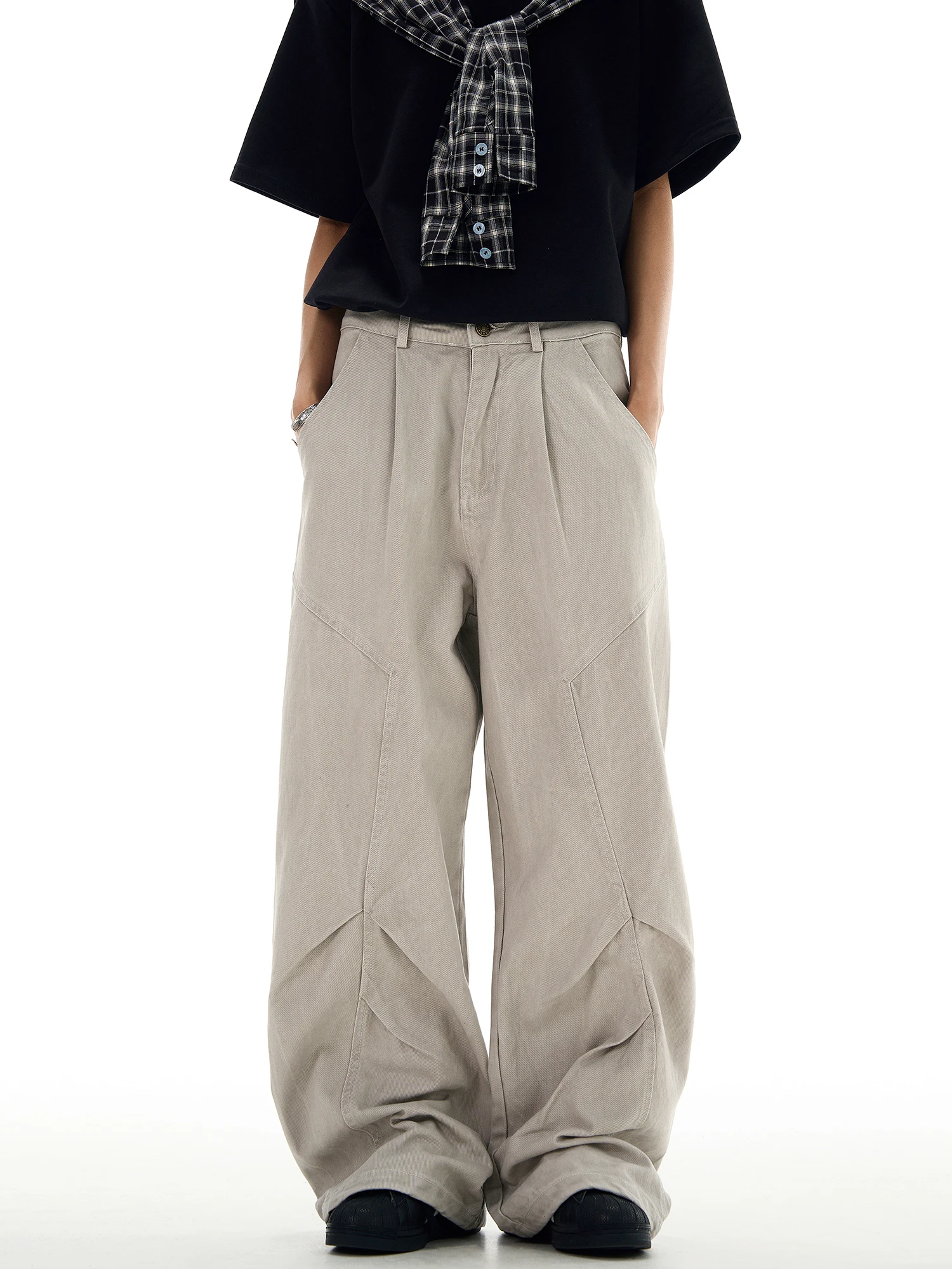 

Thumpup American Retro Waed Deconstructed Wide Leg Work Pants ex Casual Long Pants Loose Knife ape Casual Cotton Pants