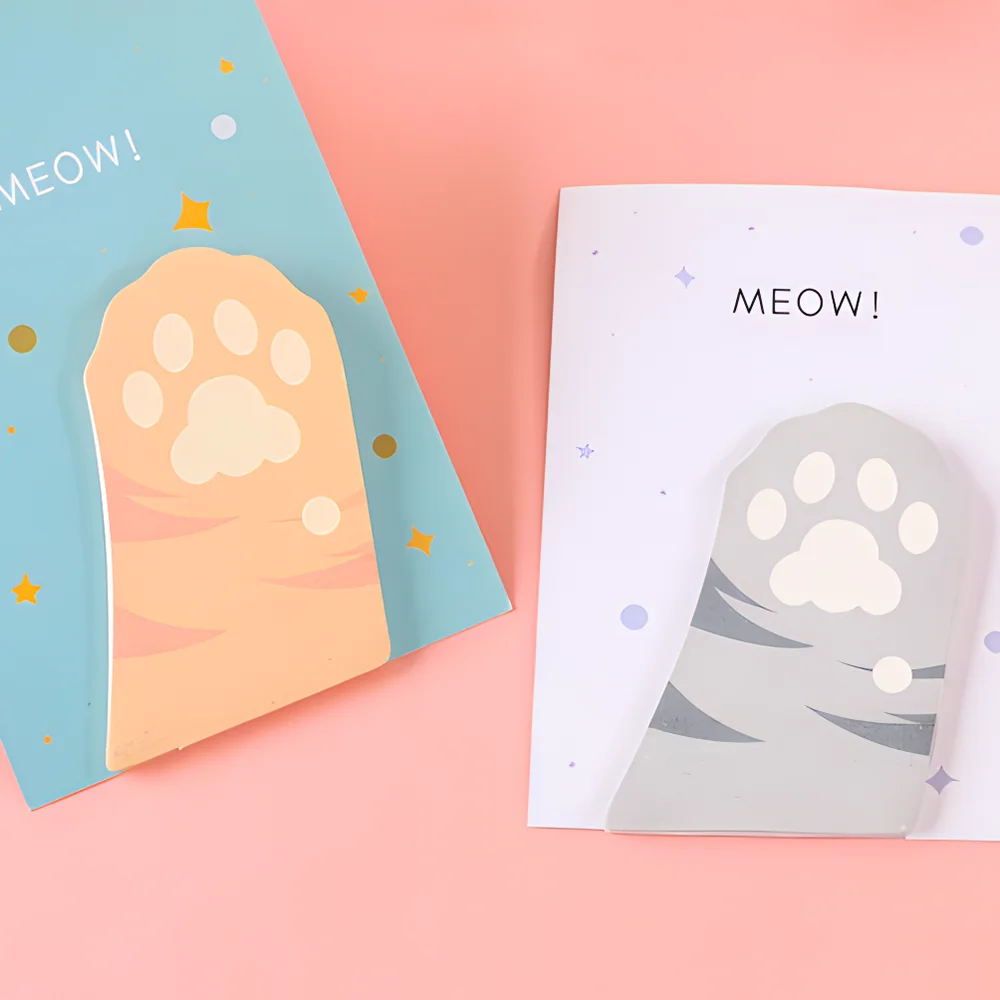 Korean Cute Cat Paw Sticky Memo Pad Notes Funny Kawaii Post Notepad Journal School Paper Aesthetic Stationery Index Tab Bookmark