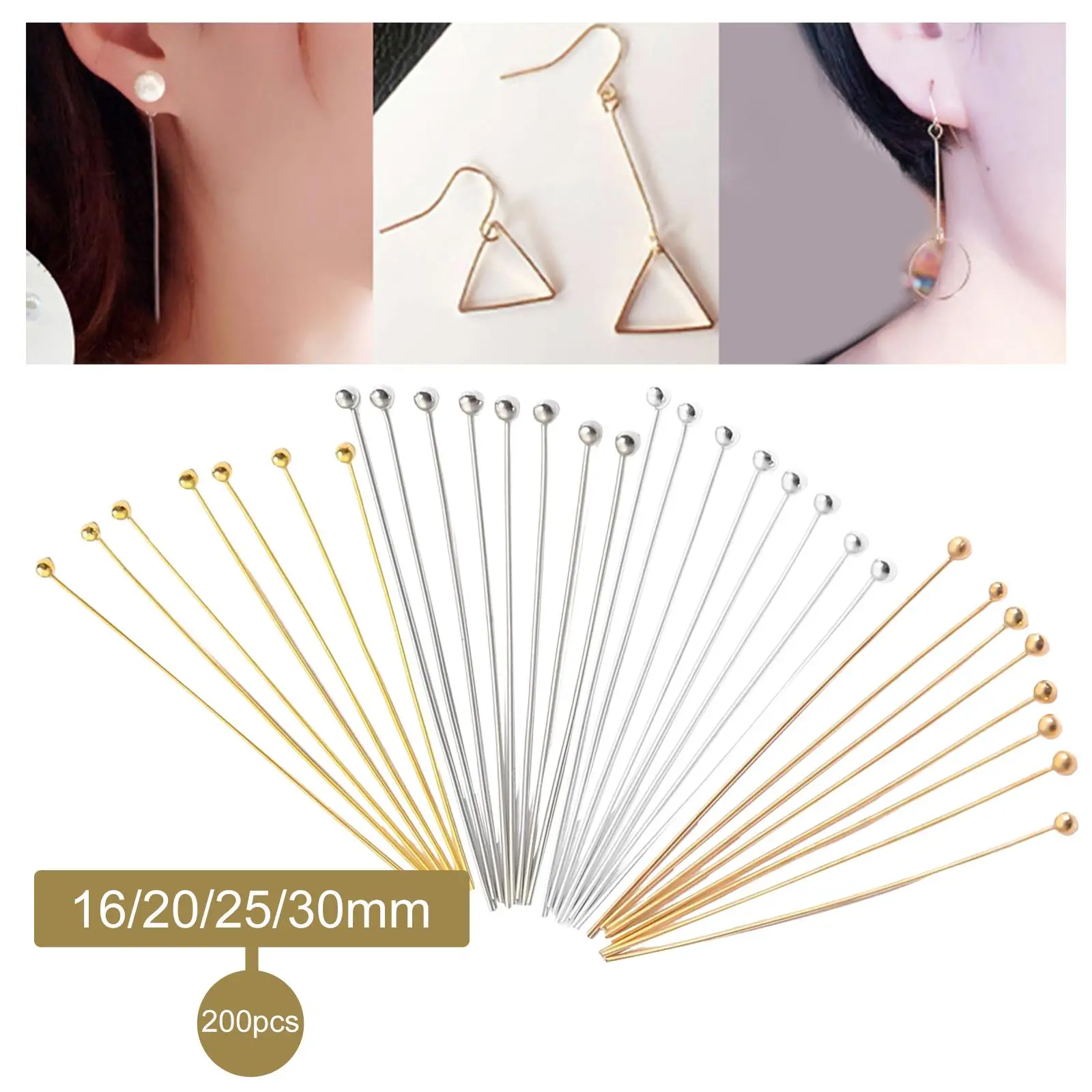 200pcs Pins for Jewelry Making Head for DIY Charm Beads Crafts Earring Bracelet Necklace Jewelry Making