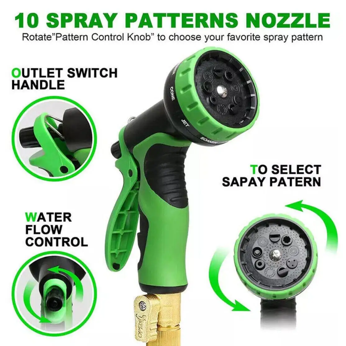 4X Stronger Deluxe Expandable Flexible Garden Water Hose (50ft,75ft,100ft,)