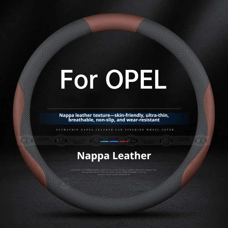 2026 For OPEL Steering Wheel Cover Nappa Leather Fit Corsa Astra Mokka Grandland Frontera Insignia Zafira Astra Car Accessories