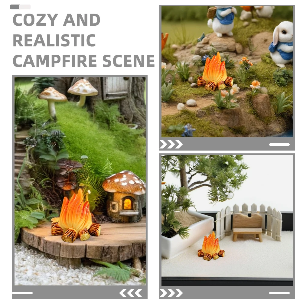 9 pcs Campfire Decoration Ornaments Resin Mini Bonfire For Fairy Gardens Accessories Micro Landscape Dollhouse Camping Setup