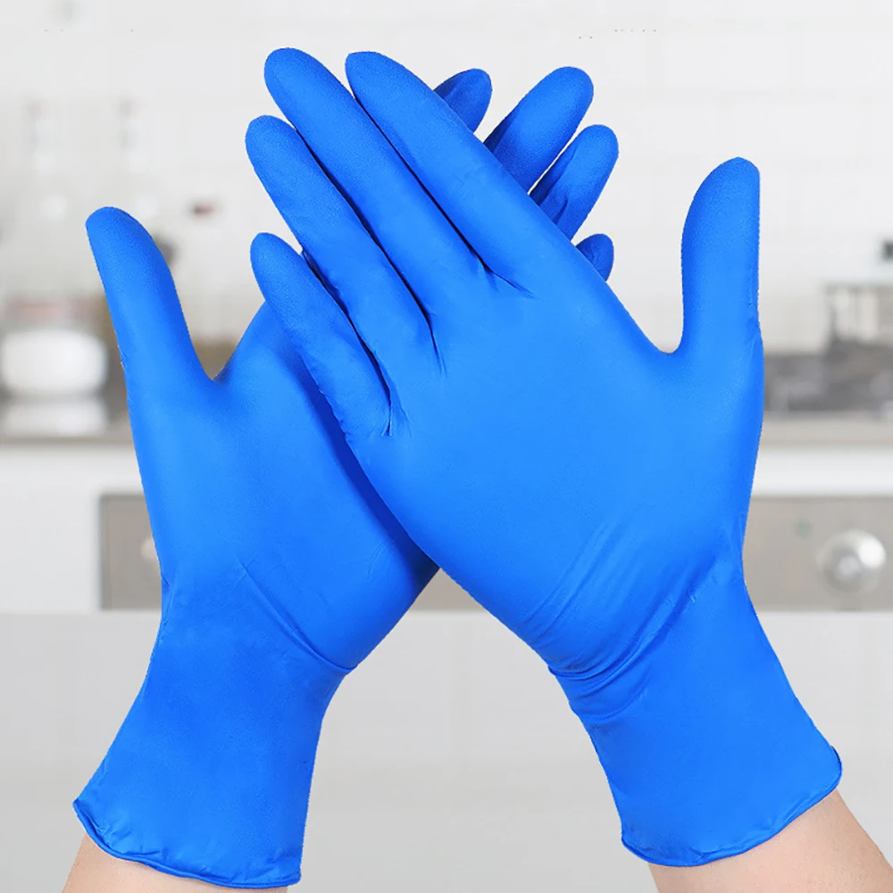 100Pcs Disposable Nitrile Latex Gloves Food Contact Rubber Gloves Household Cleaning Glove Waterproof Dishwashing Kitchen Supply