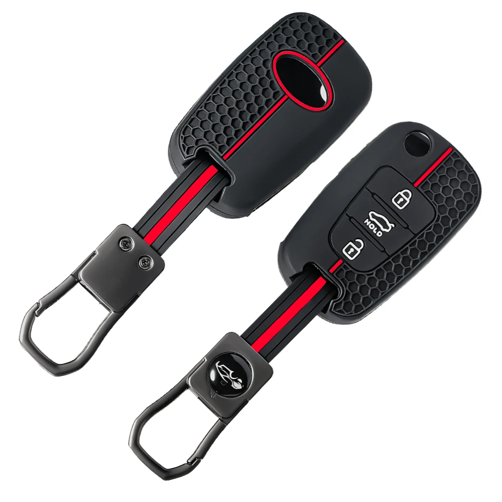 Silikon-Schlüsselhülle für Kia Rio Soul Venga Picanto Rio Sorento Ceed Sportage für Hyundai i20 i30 Veloster ix20 Fernbedienungsabdeckung