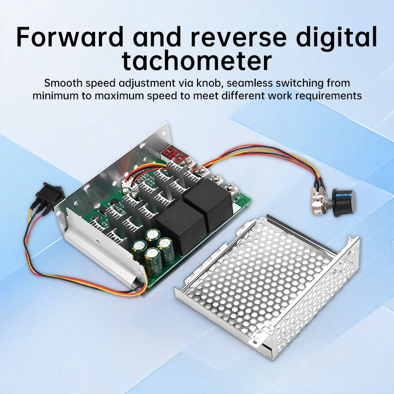 60A DC Brush Motor Controller DC 10-55V Speed Control Switch Stepless Speed Change Switch Positive/Reverse Digital Tachometer