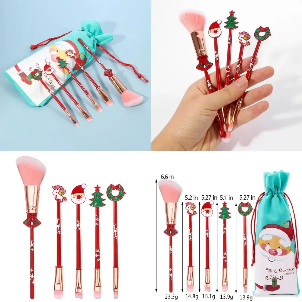 Makeup Brush Christmas Makeup Brushes Set Metal Handle Eyeshadow Eyebrow Powder Cosmetic Tools