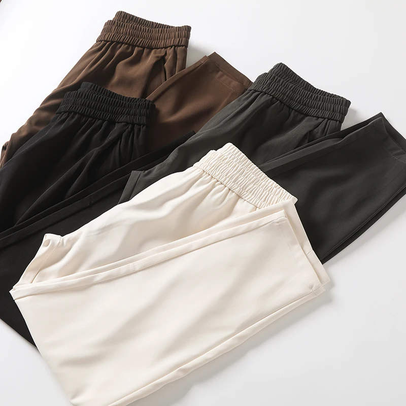 

Faionable Straight Leg Slim Fit Men's Casual Pants Spring Summer Breathable Drapey Sli Youthful Pure Color Long Trousers