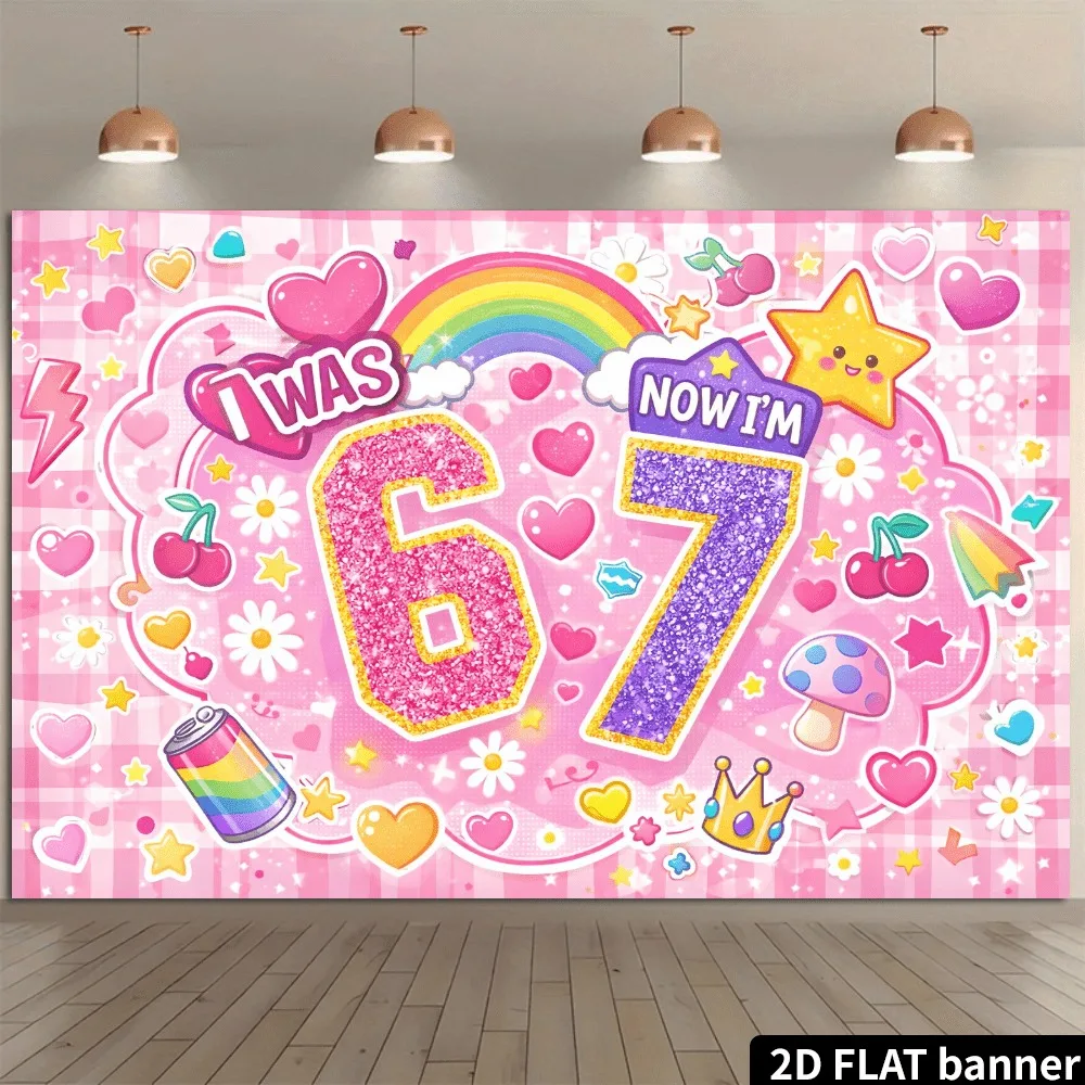 2D Flache Farbige Zahlen ICH BIN JETZT 6, WAR EHER 7 - Themen-Dekoration für Jungen- und Mädchen-Geburtstagsfeiern, Party-Hintergrund, Partyzubehör, Deko-Banner – Detail 2