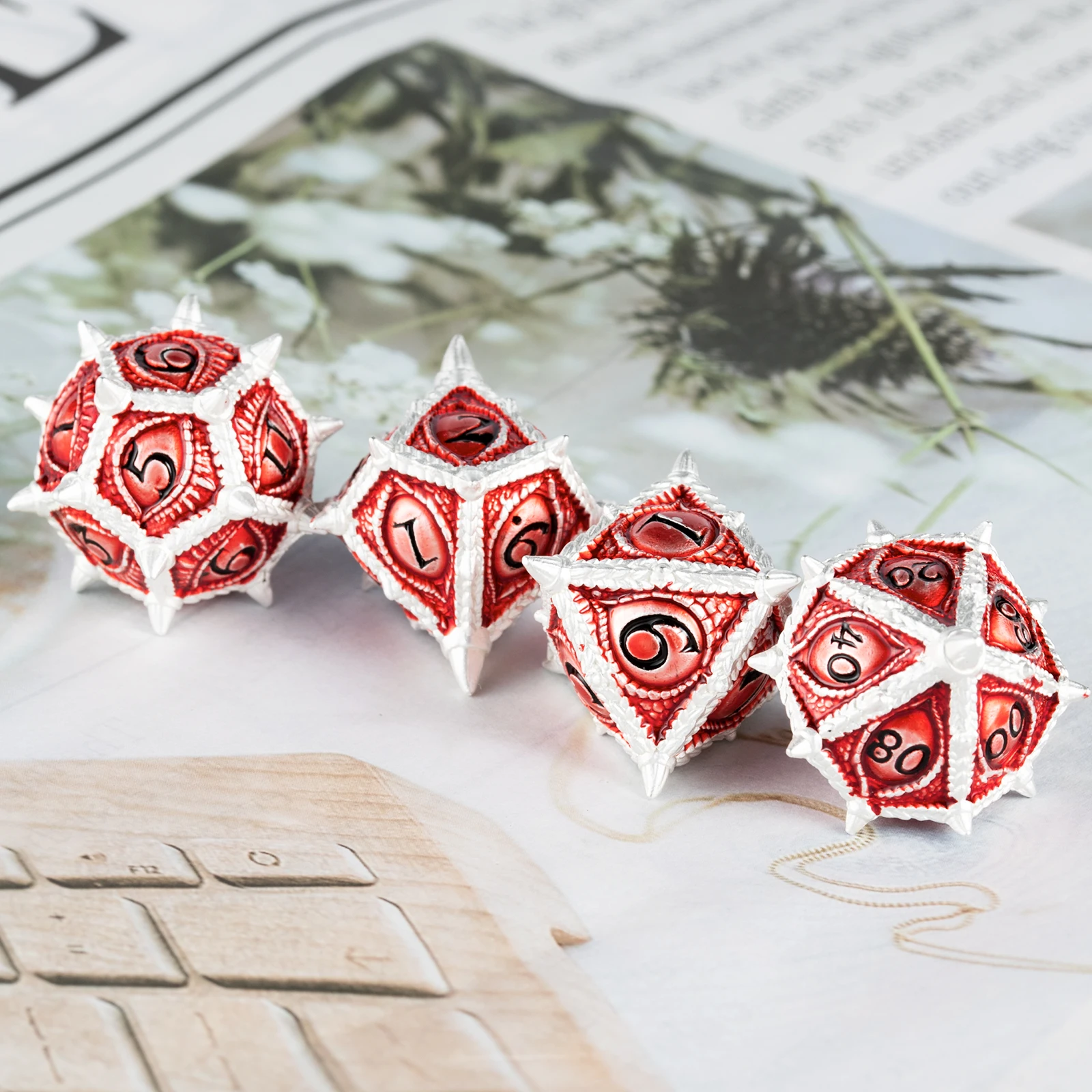 

Dragon Polyhedral Dices DND Dice set for Dungeon and Dragons role playing games player rpg Dices Set Red Metal Cubes