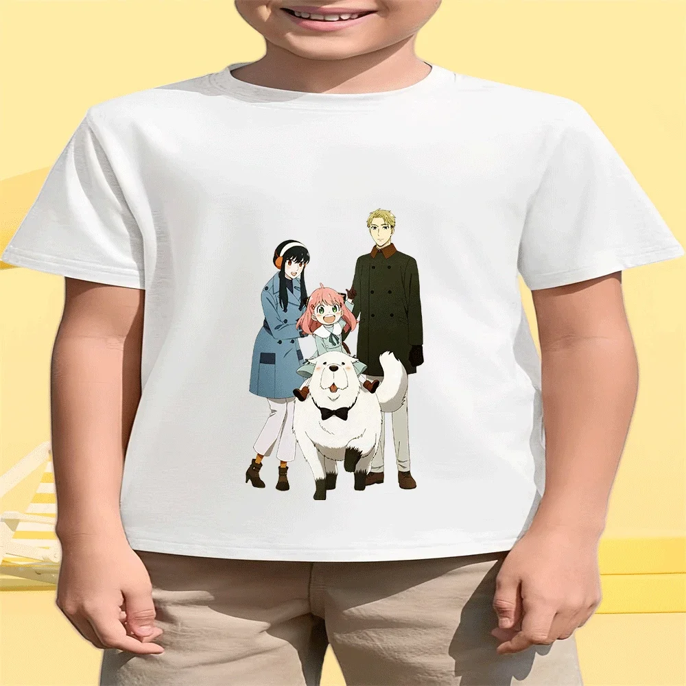 

Модная хлопковая футболка с мультяшным принтом SPY×FAMILY для детей от 2 до 14 лет, летняя распродажа, для мальчиков и девочек