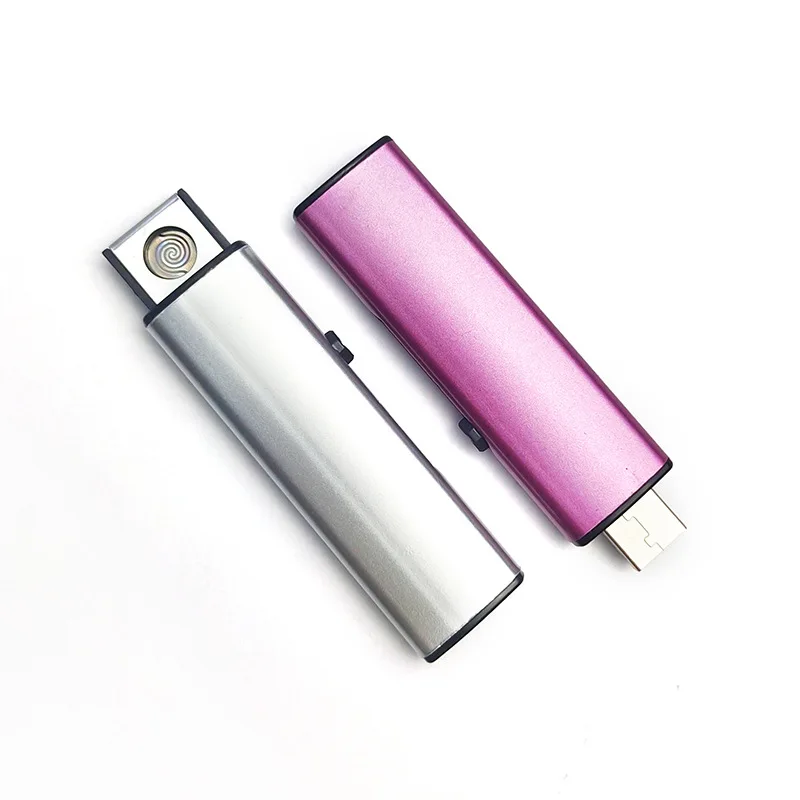 Newest Metal Side Push Cigarette Lighter USB Rechargeable Lighter Personalized Creative Ultra-thin Electronic Cigarette Lighter