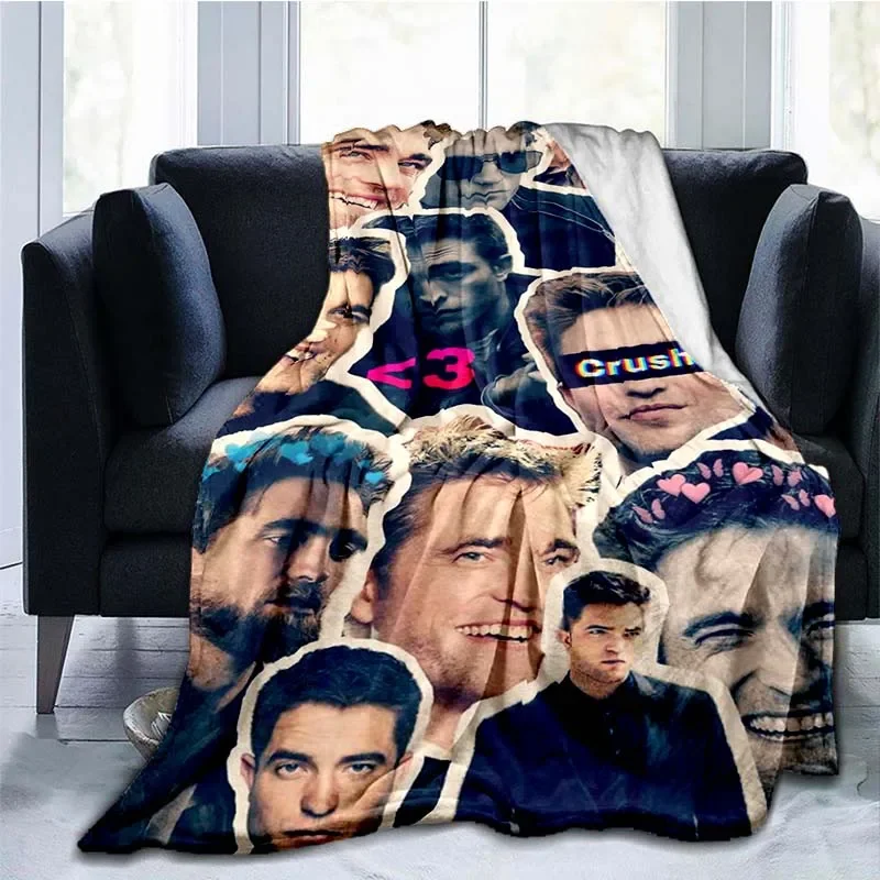 R-Robert Pattinson Printed Blanket Star Art Flannel Blanket Soft Warm Blanket for Living Room Bed Sofa Travel Blankets for Beds