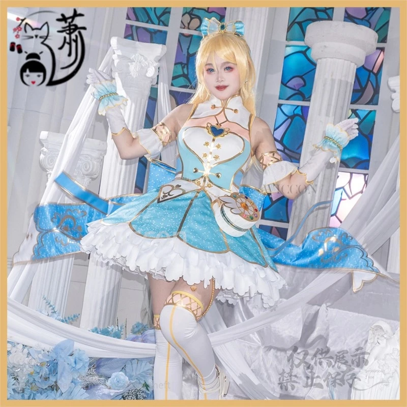 أنيمي الحب لايف Ayase Eli ماجيك الصحوة لعبة البدلة أنيقة فستان جميل الباروكات ملابس النساء حقيبة الدعائم مجموعة دور حفلة الهالوين