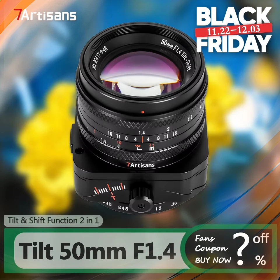 7Artisans Tilt Shift 50mm F1.4 Large Aperture APS-C Frame 2 in 1 Camera Lens for Photography with Sony E FX M43 Mount A7RIII XE4