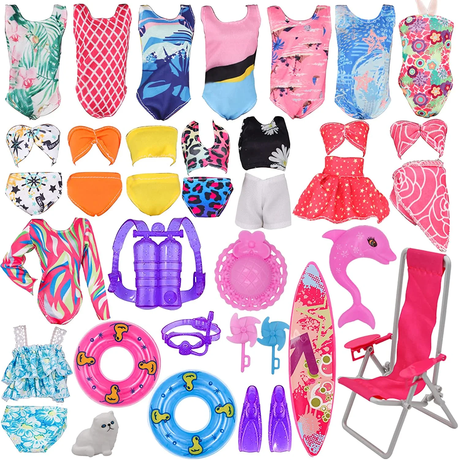 40Pcs/Set Barbies Doll Clothes Swimsuits Bikini Accessories for Barbie Doll Shoes Boots Skateboard For Barbie Doll Accessories