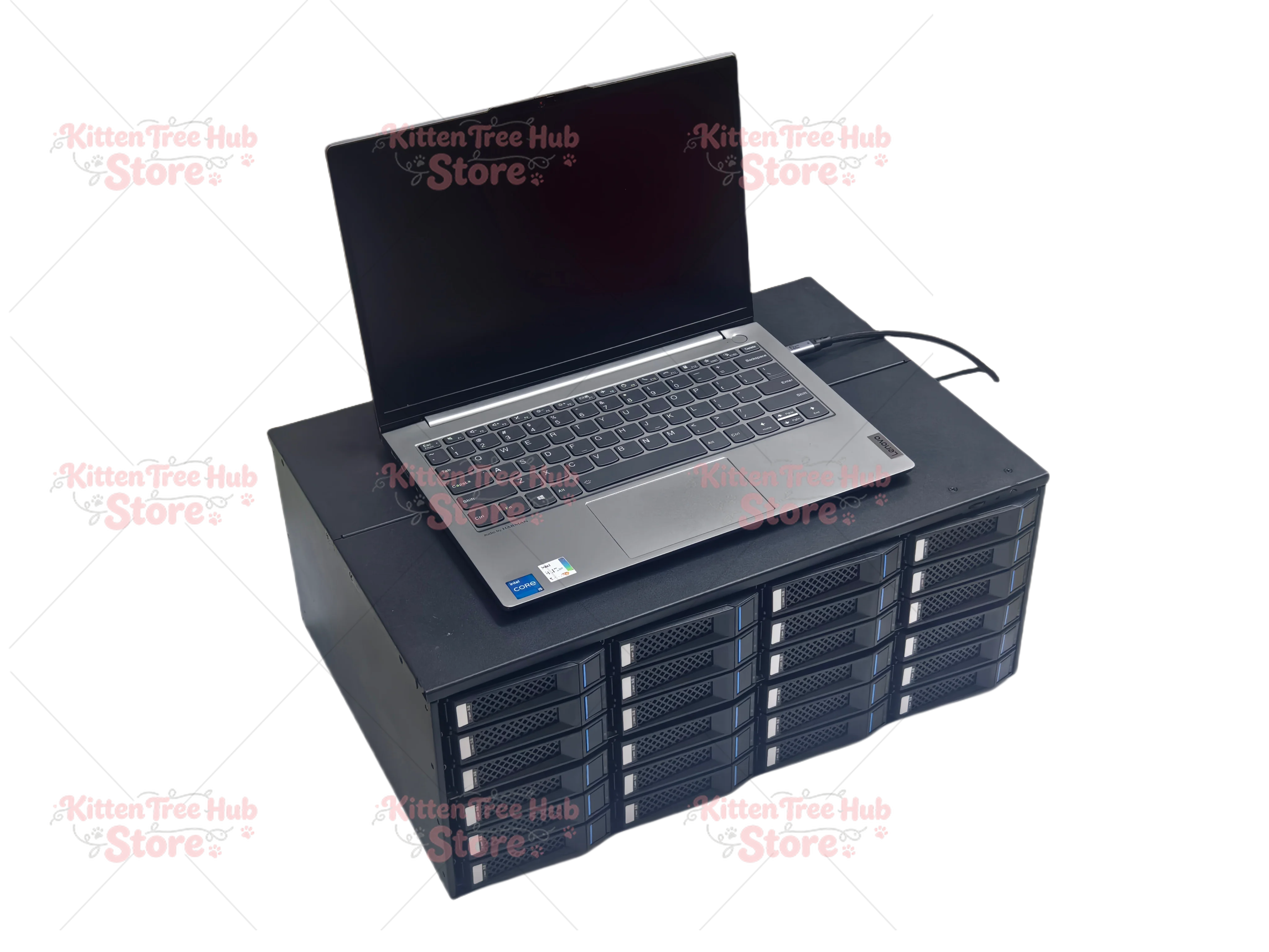 24 Bay USB4 External Hard Drive Enclosure, 22Gbps High-Speed Metal Storage Expansion Cabinet for NAS