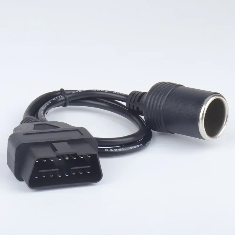 12V Switch OBDII OBD2 24AWG Power Supply Cable 16Pin Female To Car Cigarette Lighter DC Power Source OBD Male Connector Cable