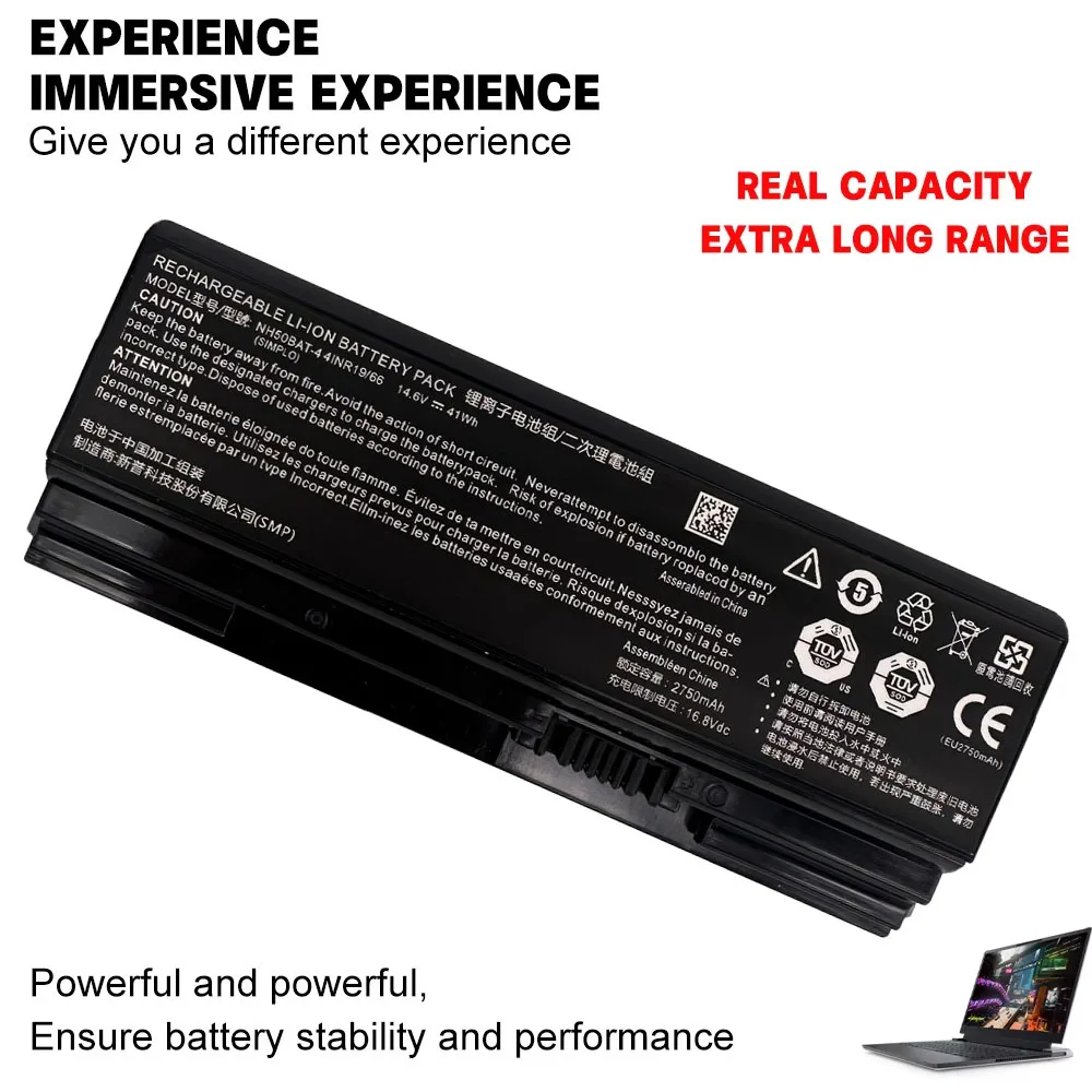 NH50BAT-4 14.6V 41Wh Battery for Clevo NH50ED NH55RCQ NH70RAQ NH50RH NH55EDQ Hasee Z7 Machenike T58 6-87-NH50S-41C00