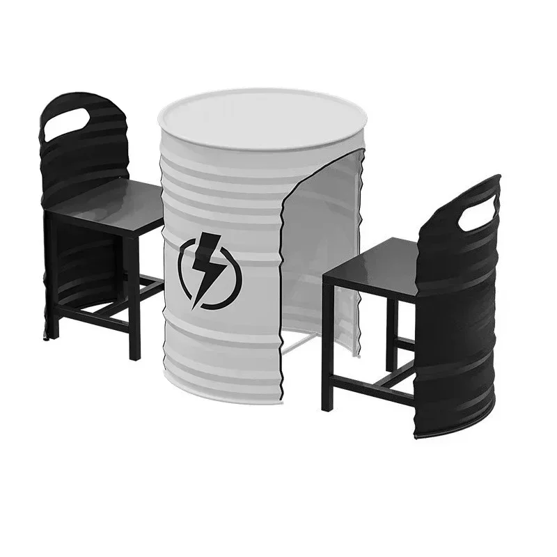 

Outdoor table and chair combination industrial style milk tea shop cafe wrought iron creative card seat outside burger shop