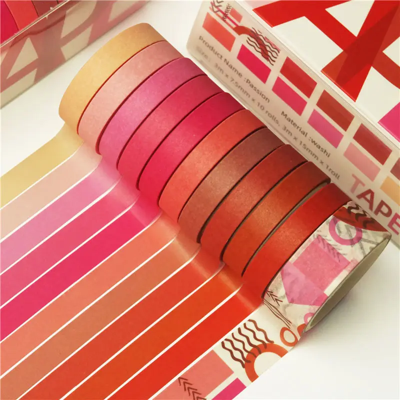 Custom.New!Solid Color Washi Tape Set Candy Color Morandi Basic Simple Journal Border Masking Tape