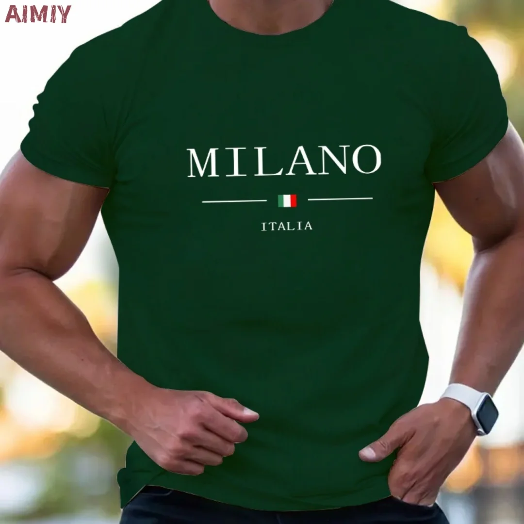 Man T Shirt Casual Oversized Sports Loose Plus Milano Print Clothing Comfortable Shopping Round Neck Short Sleeved T-Shirt Top image 4