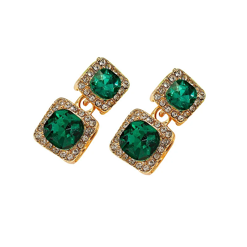 Adolph Trending Green Square Stone Stud Earrings New Design Fashion Party Korean Cheap Earring For Woman Wedding Jewelry 2023