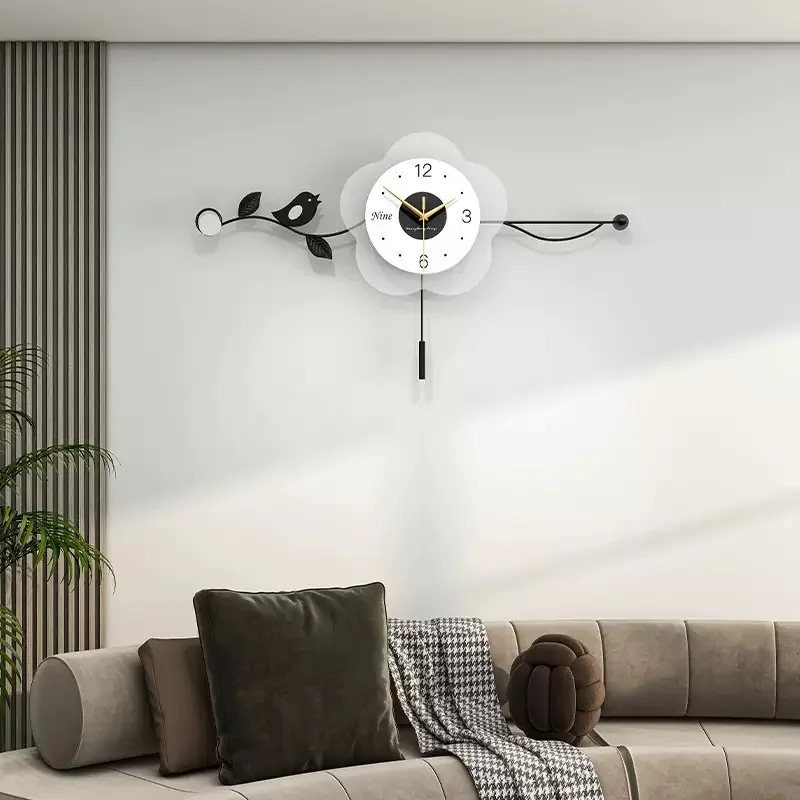 

Flower Clock Living Room High-end Feel Modern Home No Punching Clock Wall Hanging Fashionable and Creative Decoration Clock