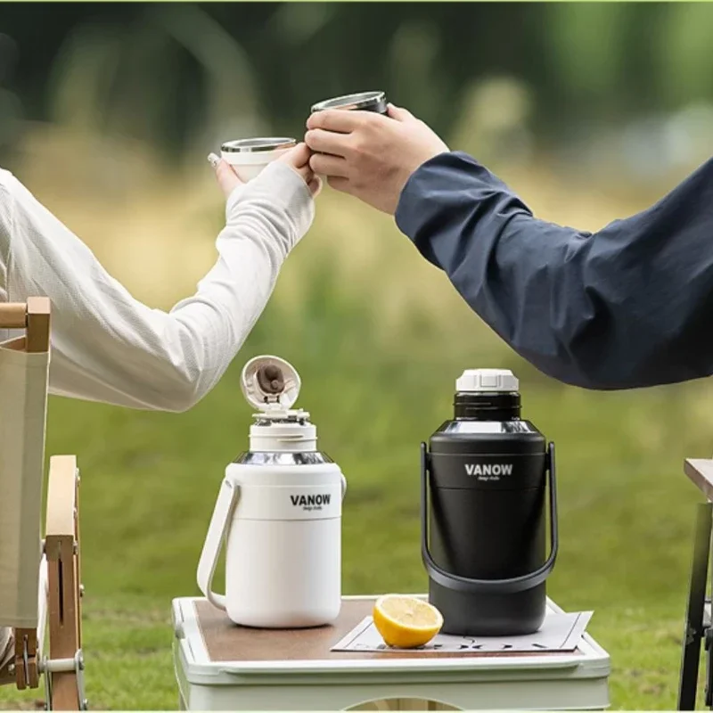 Elegant Kettle Vacuum Insulated Cooling Cup 900ml/1200ml/1500ml Stainless Steel Portable Handle Outdoor Camping Kettle