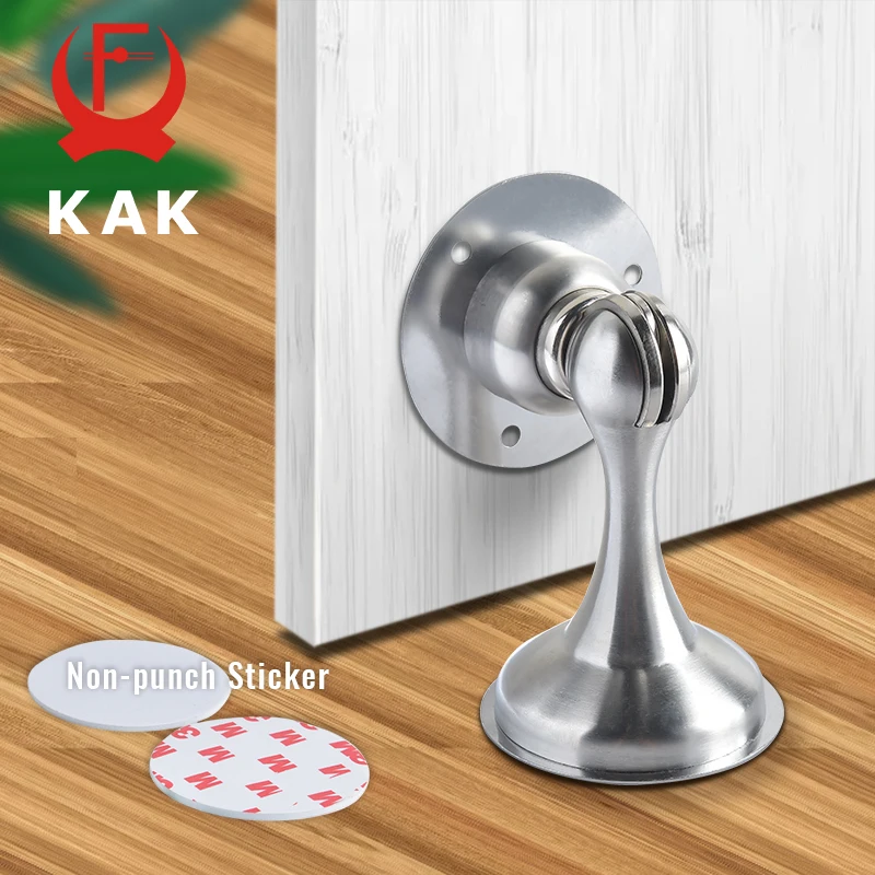 

KAK Stainless Steel Magnetic Door Stopper Non-Punch Wall-Mounted Door Stop Floor Mounted Door Holder Wind-proof Door Hardware
