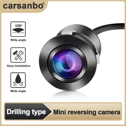 Carsanbo Car Mini Universal Rear View Embedded Camera HD Night Vision Waterproof Camera Wide Angle 170 with Drilling NTSC/PAL