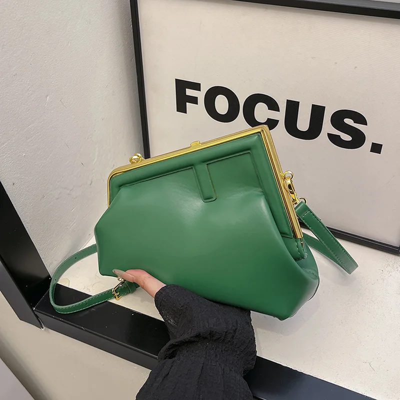 

Женская сумка-седло с облаком и застежкой-застежкой, роскошный мягкий пышный дизайн, простой однотонный модный кошелек через плечо, уникальный