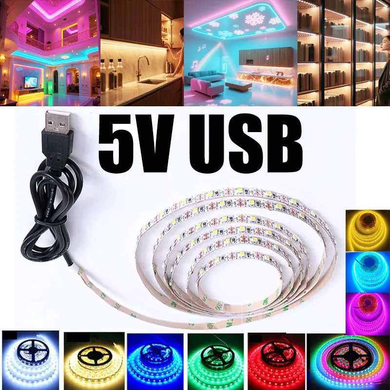 

5V USB Power LED Strip light RGB /White/Warm White HDTV TV Desktop PC Screen Backlight & Bias lighting 2835 3528 SMD1M 2M 3M 4M