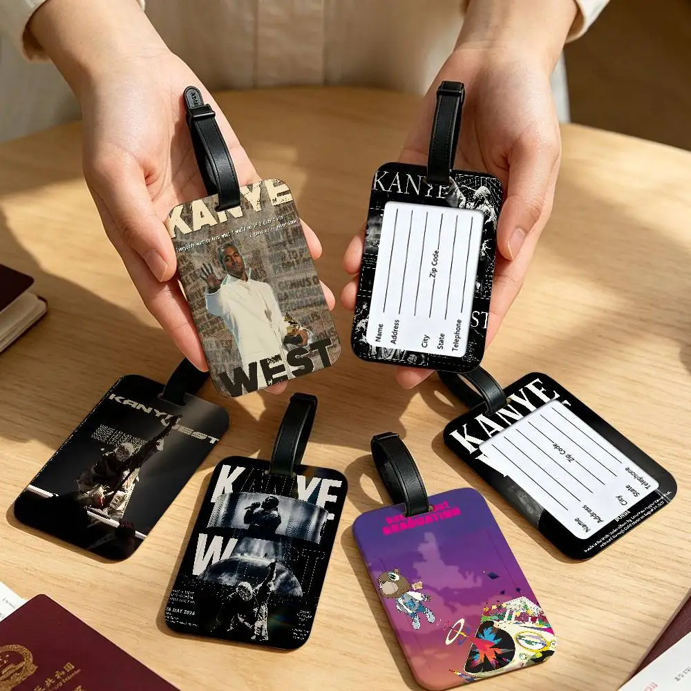 K-Kanye W-West Y-Ye Rapper Lightweight Anti lost PVC Luggage Tag Removable Info Card Sleeve Backpack Travel Accessory