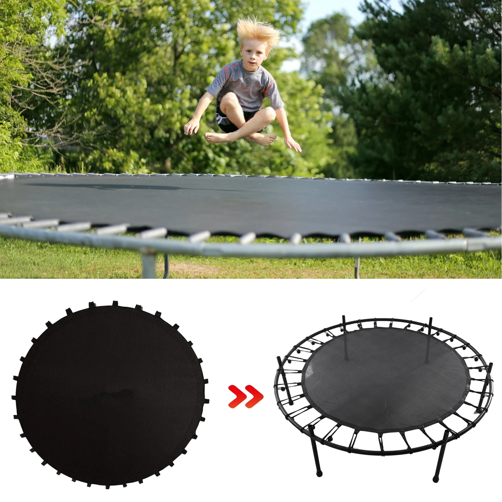 Trampoline Replacement Jumping Mat Round Jumping Pad Cloth Waterproof Trampoline Jumping Pad High Elastic Outdoor Trampoline