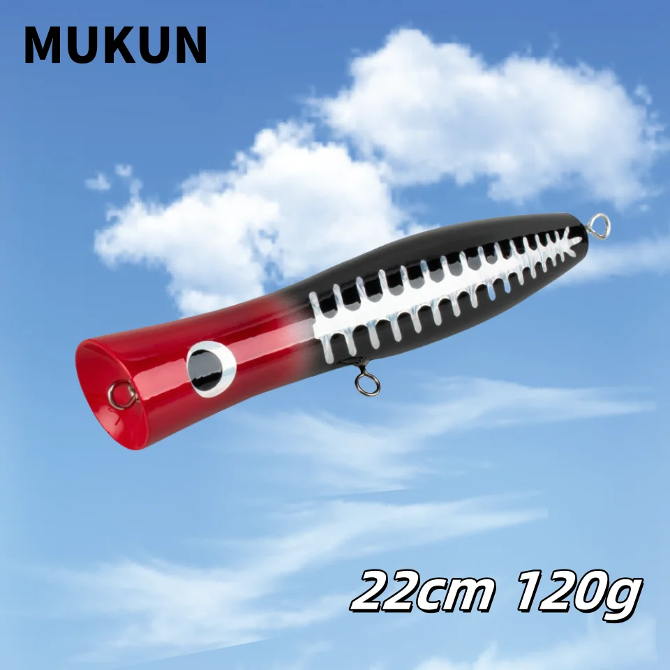 Рыболовная приманка MUKUN Big Game Popper, 22 см, 120 г, воблер Topwater, искусственная жесткая приманка для тяжелого моря GT, приманка для ловли тунца Рыболовная приманка MUKUN Big Game Popper, 22 см, 120 г, воблер Topwater, искусственная жесткая приманка для тяжелого моря GT, приманка для ловли тунца