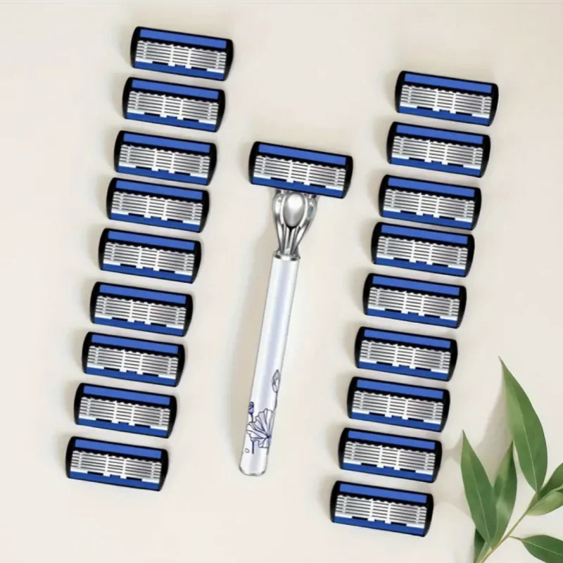 

Men's manual care high-end black razor, 6-layer razor blade, scratch resistant and washable stainless steel razor