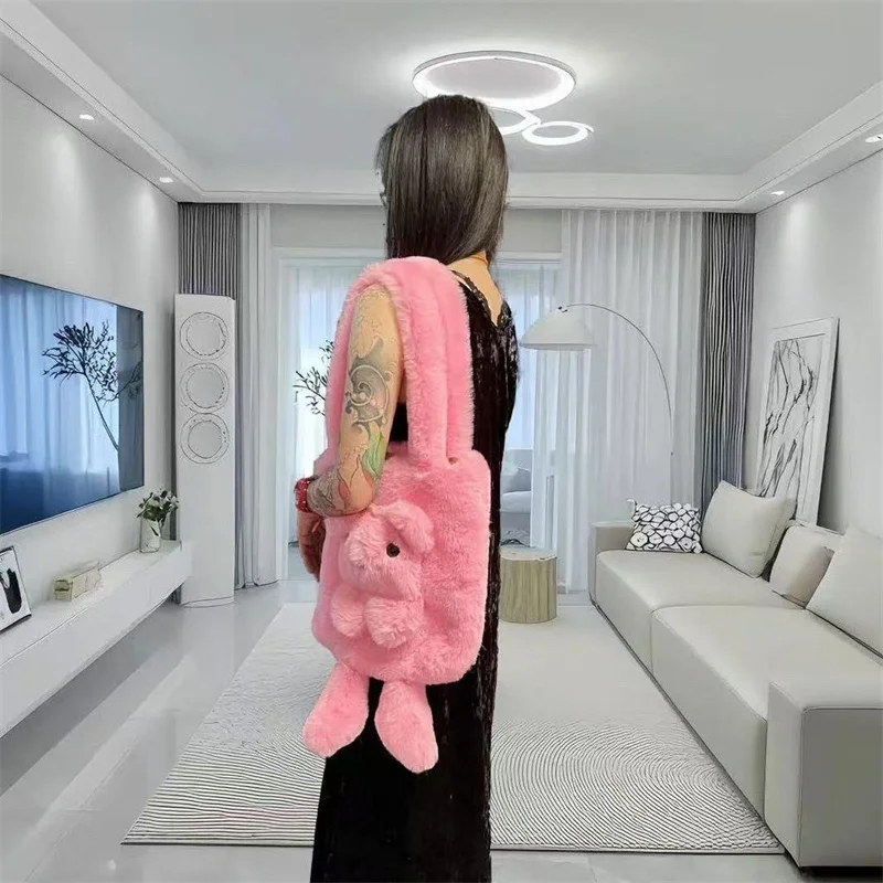 

Plush Backpack Animal Cartoon Little Bear Plush Poth Shoulders Bag Cute Large Capacity Cute Shoulder Bag Furry Big Bags Girl Y2k