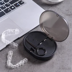 Estuche de alineador transparente para ortodoncia, caja de baño para limpieza de dientes postizos, protector bucal, soportes de sujeción, accesorios de Odontología con regalo