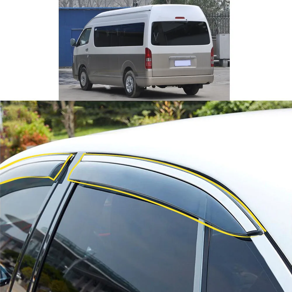 Car Body Styling Sticker Plastic Window Glass Wind Visor Rain/Sun Guard Vent Parts For TOYOTA HIACE 2000 2001 2002 2003 2004