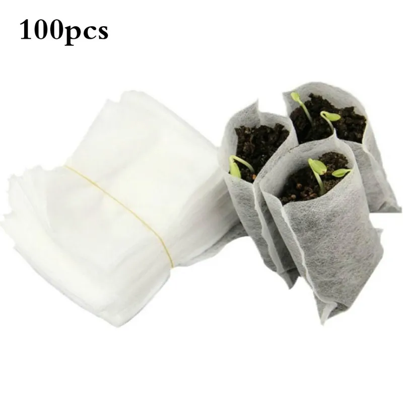 100pcs Nutrition Bags Gardening Seedling Grow Kits Seedling Raising Bag Grow Bags Non-Woven Seedling Bags Plant Planting