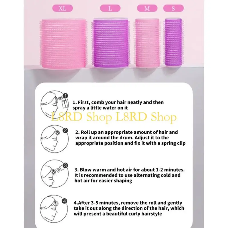 

L8RD 4 Sizes Selfs Grip Hair Rollers Set Hair Rollers Set for Long Short Hair