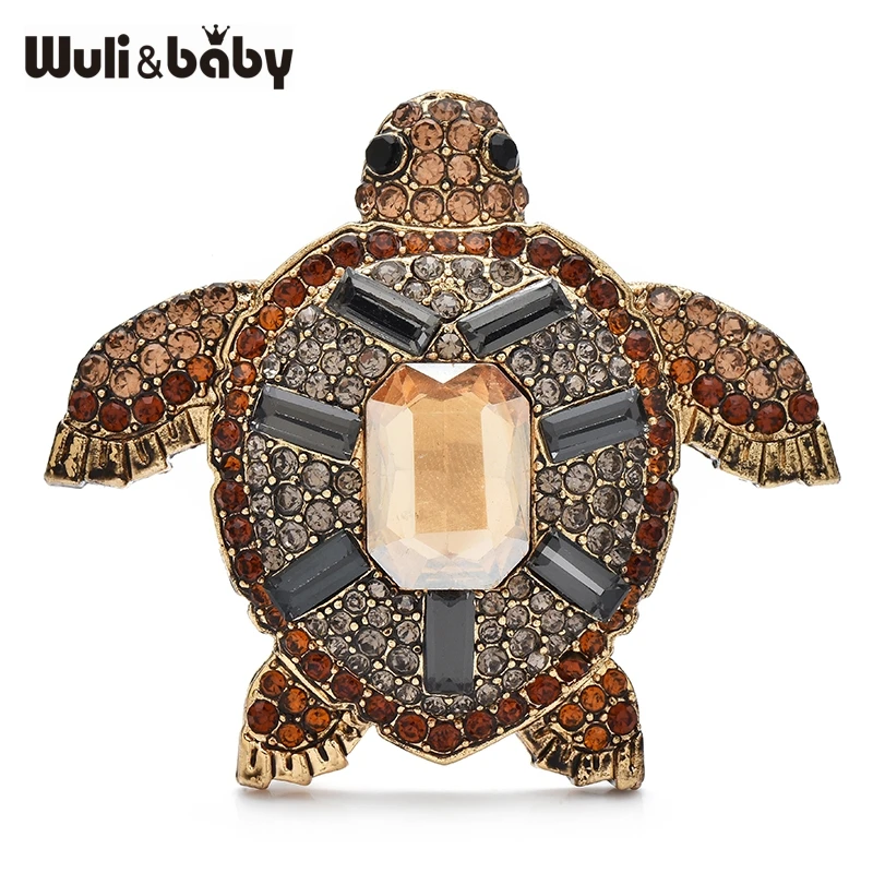 

Wuli&baby Vintage Swim Turtle Brooches For Women Unisex Metal Rhinestone Water Animal Party Casual Brooch Pins Gifts