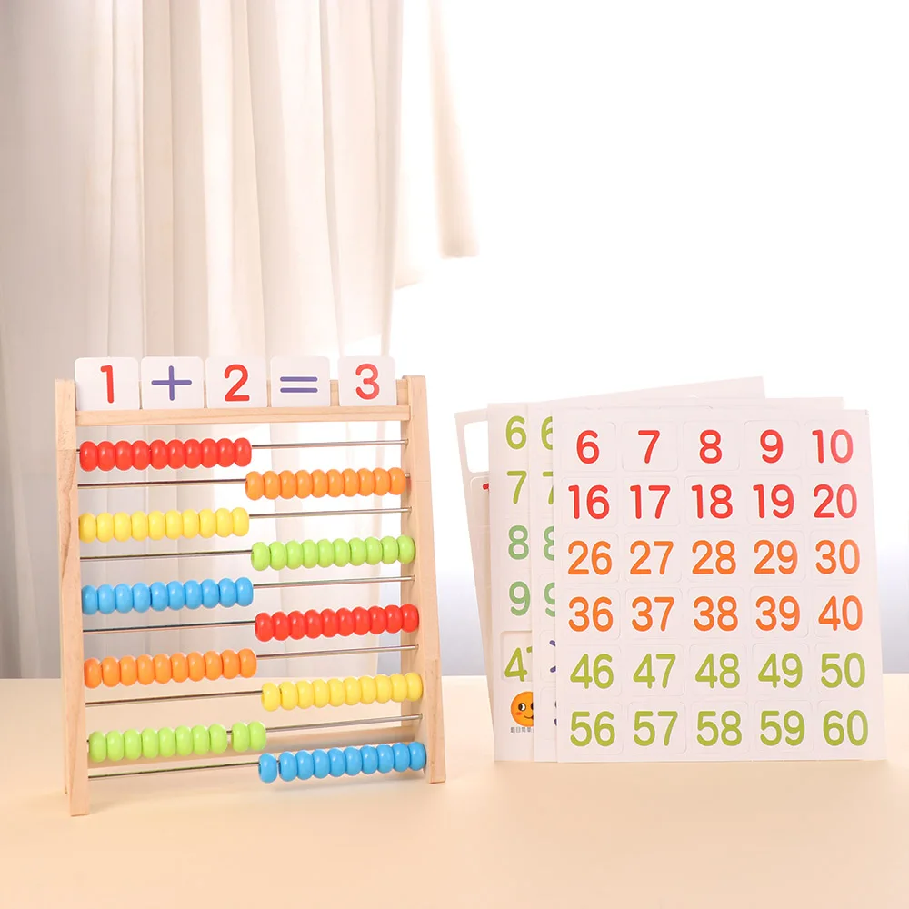 Calculating Beads Wooden Educational Counting Colorful Beads Counting Math Learning Montessori Puzzle