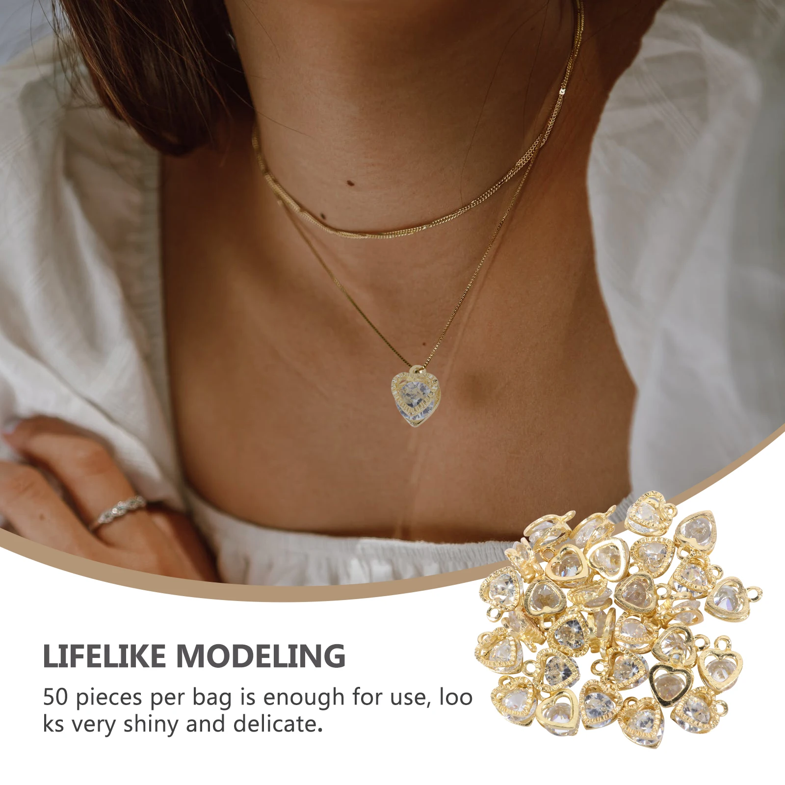 

50pcs Zircon Alloy Pendant Charms Jewelry Findings For Diy Necklace Bracelet Earring Bookmark Projects Shiny Elegant