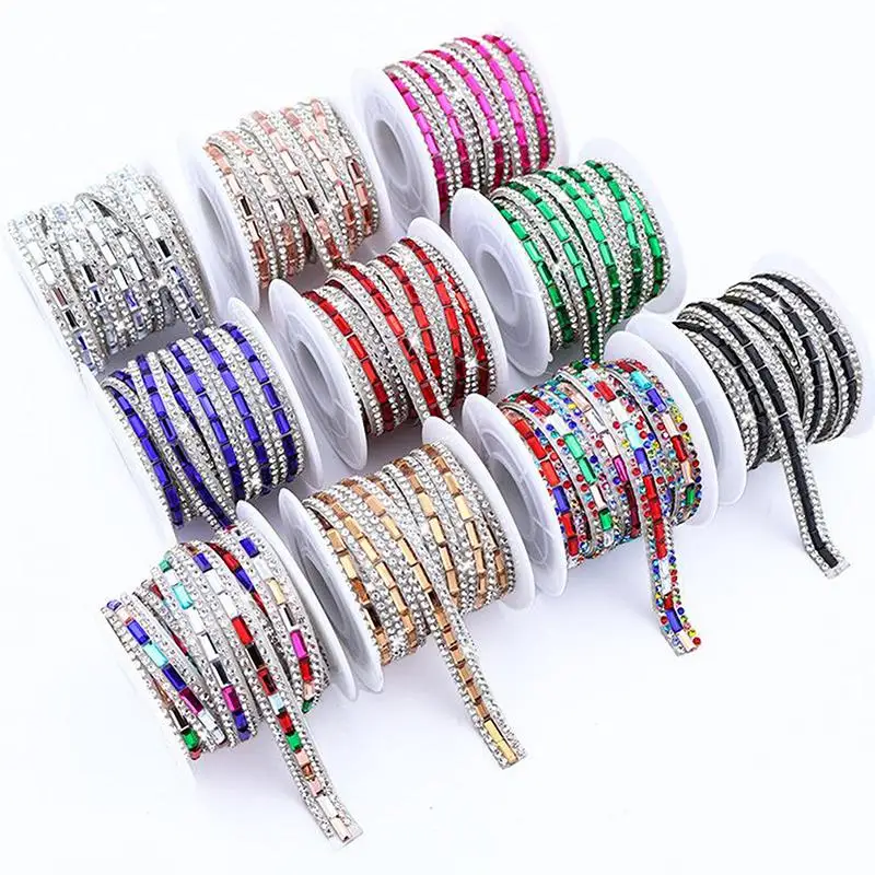 Rhinestone Strip Colorful Shiny Self Adhesive Crystal Trim for DIY Shoe Edge Bag Strap Decor Accessory
