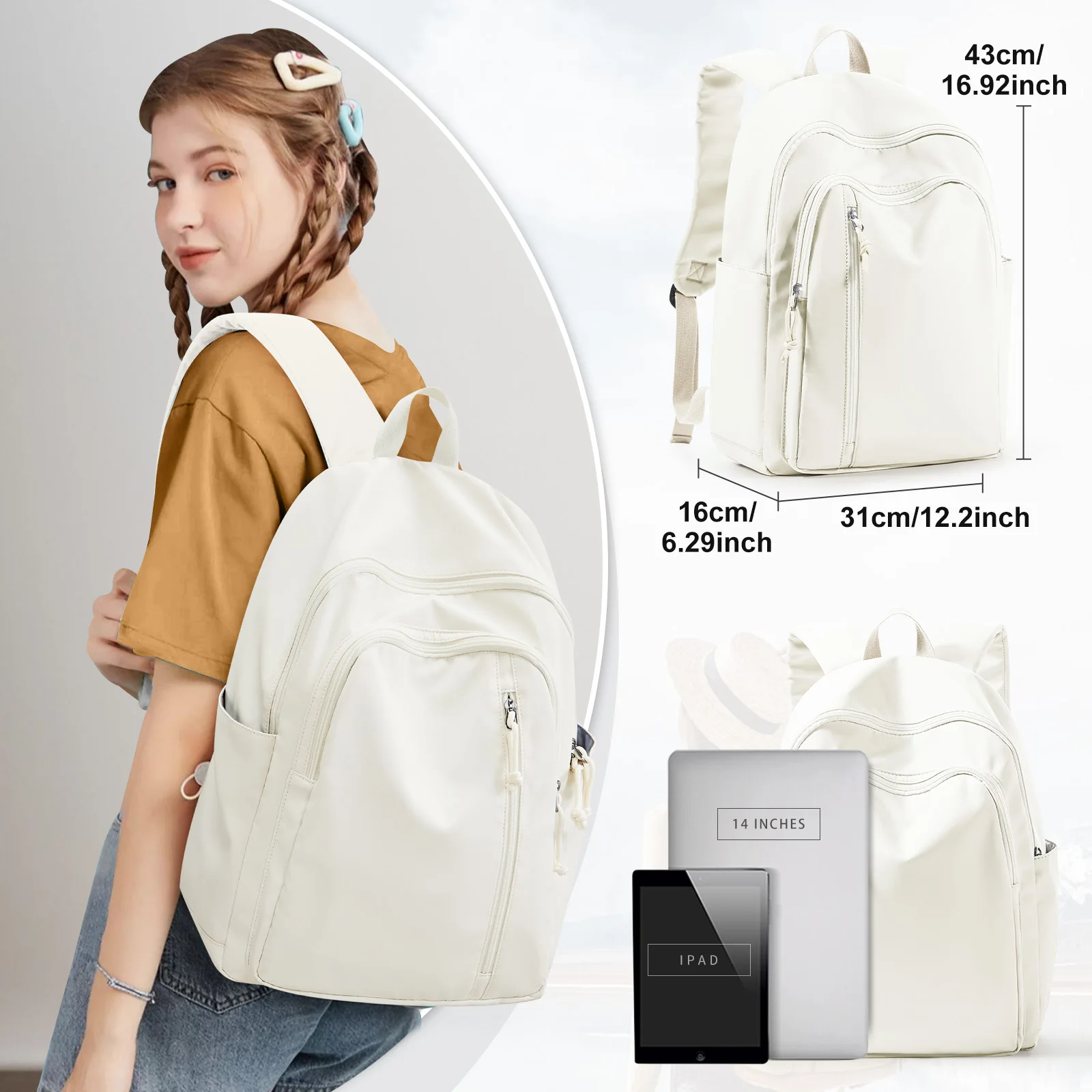 Middle High School Girls Backpack, College Fashion and Versatile Laptop Bag, College Student Backpack Trendy Lightweight Bookbag