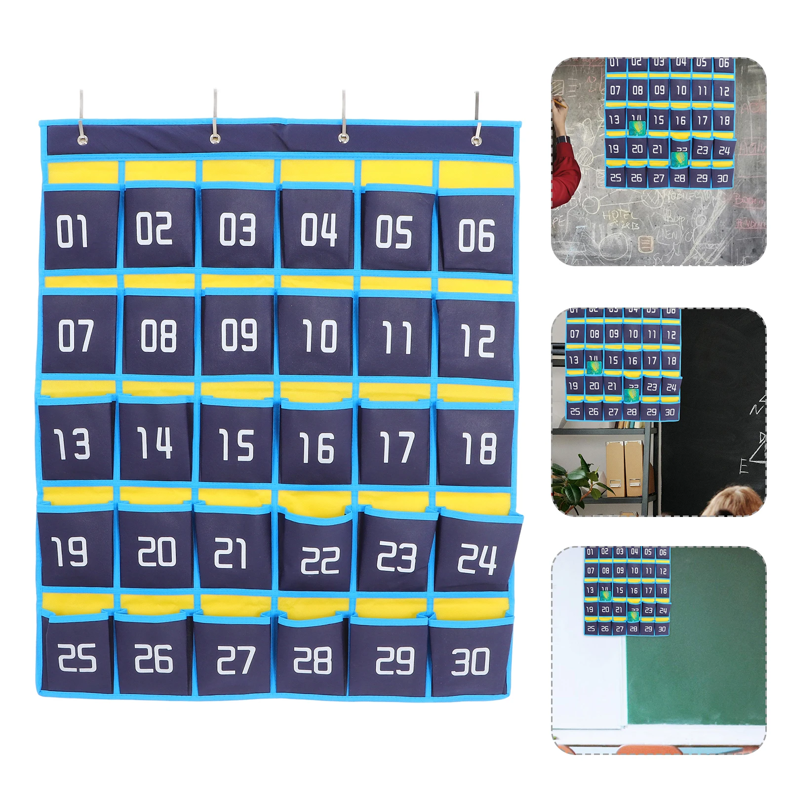 

1pc Cell Phone Storage Bag Hanging Pocket Chart for Classroom Organizer 12 Pockets Wall Mount Cloth Iron Material Numbered Socks