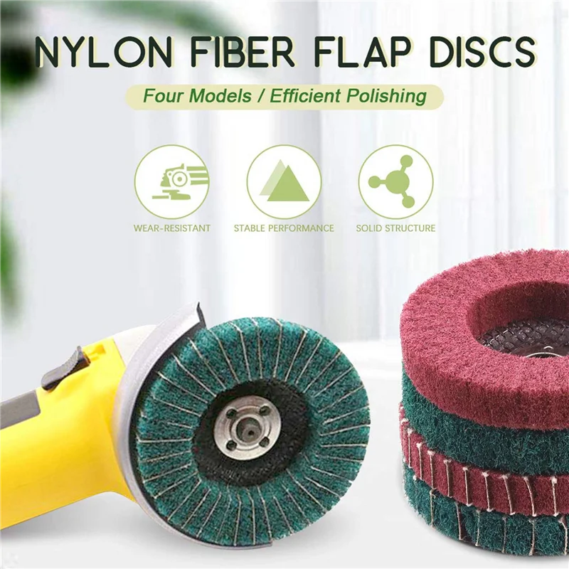 

PZHI-16PCS 4 Inch Red & Green Nylon Fiber Flap Discs Set Assorted Sanding Grinding Buffing Wheels For Angle Grinder