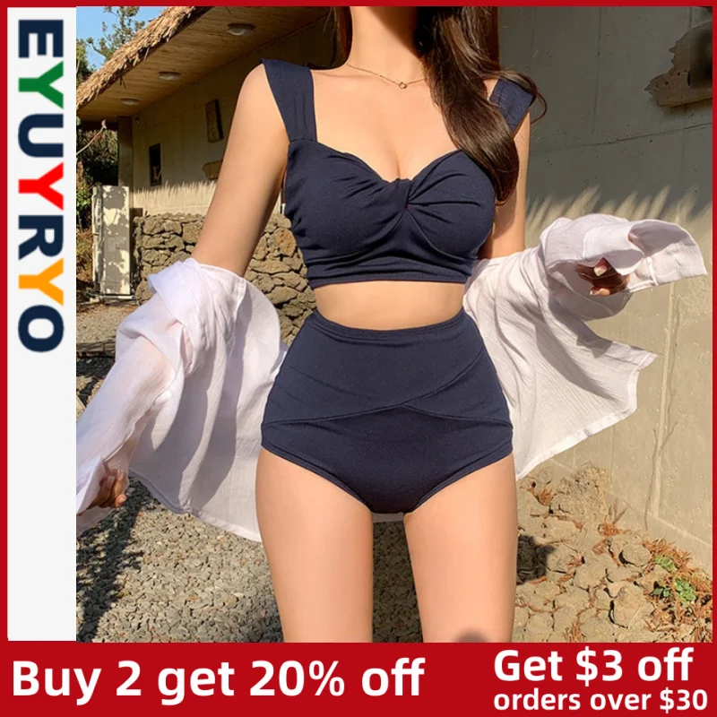 Eyuyryo Frauen Badeanzug koreanische hohe Taille Push-up zweiteiligen Bikini-Set sexy Tankini Frau Bade bekleidung Trend Mädchen Badeanzug