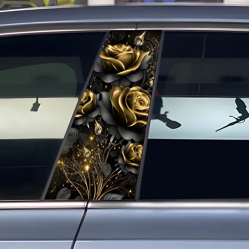

2 Pcs Car Stickers Flower Accessories Para Auto Scratch Waterproof Adhesive Truck Center Pillar Sticker For BMW For Tesla 트럭 스티커